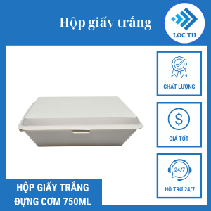 HỘP GIẤY TRẮNG ĐỰNG CƠM 750ML
