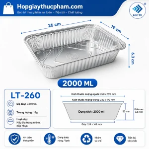 Khay giấy bạc 2000ml