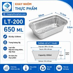 Khay giấy bạc 650ml dài