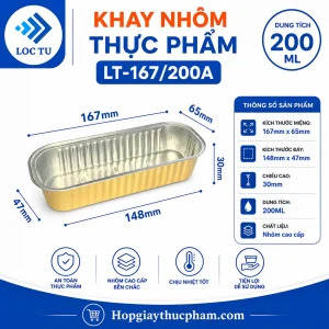 Khay nhôm chữ nhật 200ml