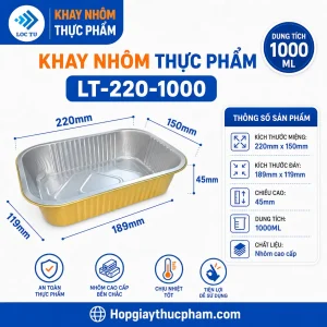 Khay nhôm chữ nhật 1050ml