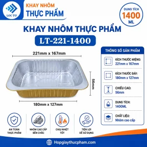 Khay nhôm chữ nhật 1400ml