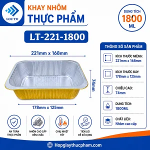 Khay nhôm chữ nhật 1800ml