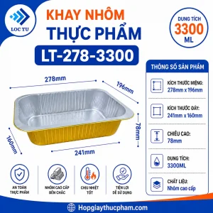 Khay nhôm chữ nhật 3300ml