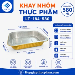 Khay nhôm chữ nhật 580ml