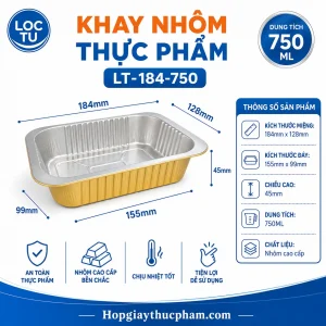 Khay nhôm chữ nhật 750ml