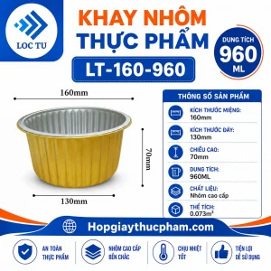 khay nhôm tròn 960ml