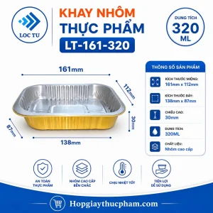 Khay nhôm chữ nhật 320ml